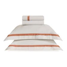 Jogo de cama Trussardi Vercelli cetim 300 fios queen 4 pe�as branco e solare