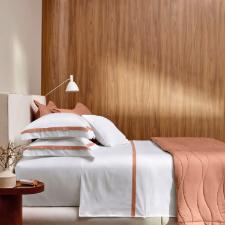 Jogo de cama Trussardi Vercelli cetim 300 fios queen 4 pe�as branco e solare