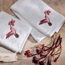 Jogo lavabo com bordado Trussardi Venere em algod�o 30x50cm 2 pe�as branco