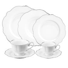 Jogo de jantar em porcelana Wolff Maldivas 42 pe�as filete prata 18178
