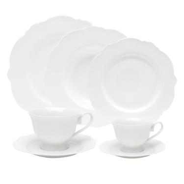 Jogo de jantar em porcelana Wolff Maldivas 42 pe�as branco 18177
