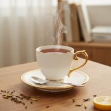 Jogo de x�caras para ch� Wolff Paddy 6 pe�as Porcelana branco e dourado 200ml, ideal para luxo