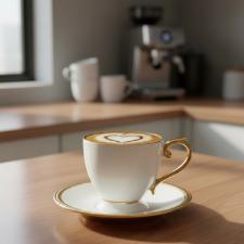 Jogo de x�caras para ch� Wolff Paddy 6 pe�as Porcelana branco e dourado 200ml, ideal para luxo