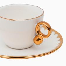 Jogo de 6 x�caras para caf� Wolff 18060 Egg branca e dourado 90 ml em porcelana