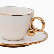 Jogo de 6 x�caras Wolff 18061 Egg branco com dourado 200 ml em porcelana