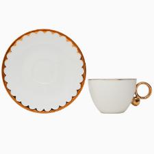 Jogo de 6 x�caras Wolff 18061 Egg branco com dourado 200 ml em porcelana