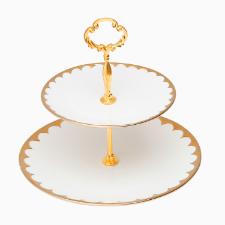 Prato duplo para doce Wolff 18151 Egg branco com dourado 19x27x24cm em porcelana