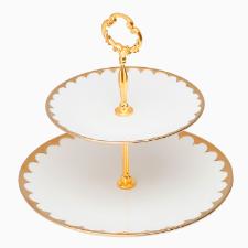 Prato duplo para doce Wolff 18151 Egg branco com dourado 19x27x24cm em porcelana