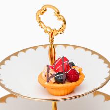 Prato duplo para doce Wolff 18151 Egg branco com dourado 19x27x24cm em porcelana