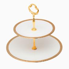 Prato duplo para doce Wolff 18153 Paddy branco com dourado 19x27x24cm em porcelana