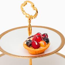 Prato duplo para doce Wolff 18153 Paddy branco com dourado 19x27x24cm em porcelana