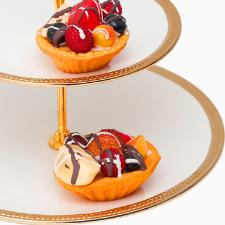 Prato duplo para doce Wolff 18153 Paddy branco com dourado 19x27x24cm em porcelana