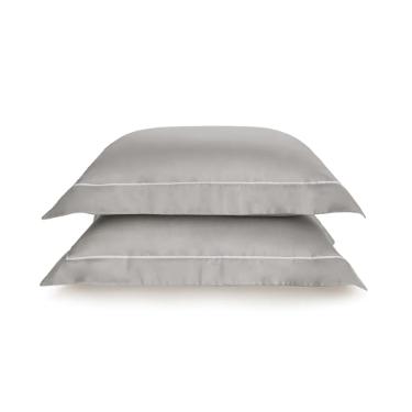 Fronha 300 Fios Percal em Algod�o Trussardi Enrico 50x70cm marmo e branco