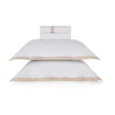 Jogo de cama em algod�o cetim 300 fios Trussardi Mattia king branco e marrom