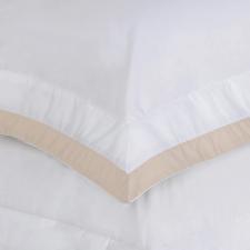 Jogo de cama em algod�o cetim 300 fios Trussardi Mattia king branco e marrom