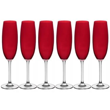Jogo de ta�as para champanhe em cristal Bohemia Gastro 220ml 6 ta�as vermelhas 4S032/220