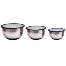 Jogo de bowls tigelas em inox com tampas pl�sticas Kenya P/M/G 3 pe�as