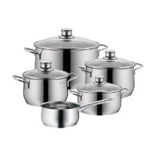Jogo de panelas em a�o inox WMF Diadem para Indu��o 5 Pe�as prata