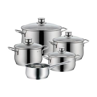 Jogo de panelas em a�o inox WMF Diadem para Indu��o 5 Pe�as prata
