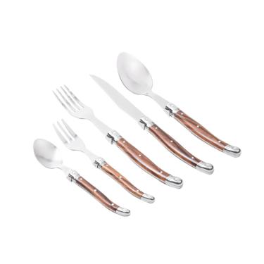 Faqueiro em a�o inox Kenya Laguiole 30 pe�as marrom e prata
