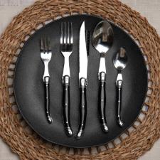 Faqueiro em a�o inox Kenya Laguiole 30 pe�as preto e prata