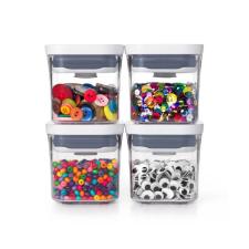 Jogo de potes quadrados com tampa herm�tica OXO Pop 2.0 189ml 4 pe�as incolor