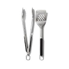 Jogo de pin�a e esp�tula para churrasco em Inox OXO 2 pe�as prata