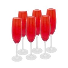 Jogo de ta�as champanhe em cristal ecol�gico Wolff Banquet 200ml 6 pe�as vermelho