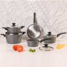 Jogo de panelas Brinox Optima 5 pe�as em alum�nio Stone: Versatilidade, design e fundo para Indu��o