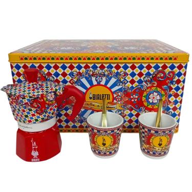 Jogo de Cafeteira Moka Bialetti Dolce & Gabbana: Kit Luxo com 2 Copos, 2 Misturadores e Lata