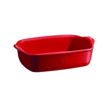 Travessa retangular em cer�mica Emile Henry 22x14cm vermelha