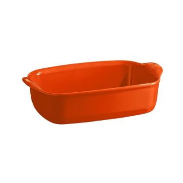 Travessa retangular em cer�mica Emile Henry 22x14cm laranja