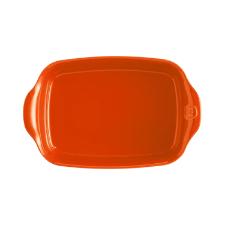 Travessa retangular em cer�mica Emile Henry 22x14cm laranja