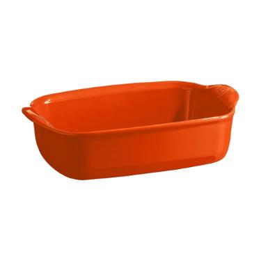 Travessa retangular em cer�mica Emile Henry 36x23cm laranja