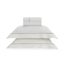 Jogo de Cama Queen 300 fios 100% Algod�o Eg�pcio Trussardi Portello Branco e Legno