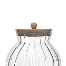 Pote em vidro com tampa bambu Wolff Classic 1,5 litro incolor