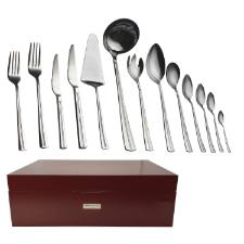 Faqueiro em a�o inox Fracalanza Catena 101 pe�as serve 12 pessoas