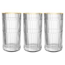 Jogo de copos altos L'Hermitage Pisa 6 pe�as Cristal 370ml com borda dourada, luxo para servir