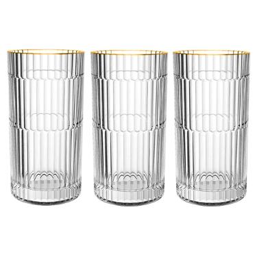 Jogo de copos altos L'Hermitage Pisa 6 pe�as Cristal 370ml com borda dourada, luxo para servir