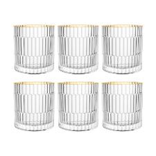 Jogo de copos baixos em cristal borda dourada L'Hermitage Pisa 340ml 6 pe�as