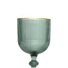 Jogo de ta�as em vidro borda dourada L'Hermitage Cameratta 365ml 6 pe�as verde