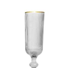 Jogo de ta�as champanhe em vidro borda dourada L'Hermitage Cameratta 160ml 6 pe�as incolor