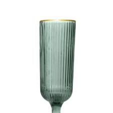Jogo de ta�as champanhe em vidro borda dourada L'Hermitage Cameratta 160ml 6 pe�as verde