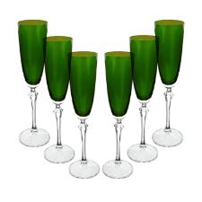 Jogo de ta�as champanhe cristal ecol�gico Bohemia Elizabeth 200ml 6 pe�as verde