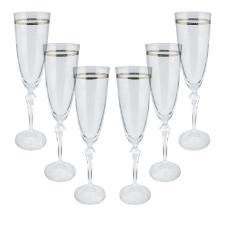 Jogo de ta�as champanhe cristal ecol�gico Elizabeth 200ml 6 pe�as platinum rim