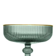 Jogo de ta�as sobremesa em vidro borda dourada L'Hermitage Cameratta 310ml 6 pe�as verde