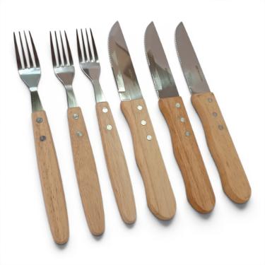 Jogo de Talheres para Churrasco Fracalanza Hanzzo 12 Pe�as: Robustez e Eleg�ncia em Inox e Madeira