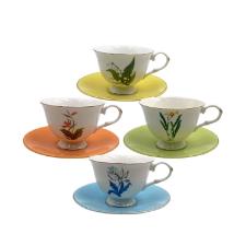 Jogo de x�caras para caf� L'Hermitage Flora em new bone china 90ml 8 pe�as colorido