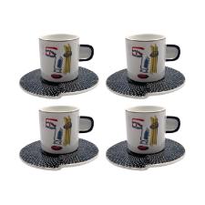 Jogo de x�caras ch� new bone china com borda dourada L'Hermitage Faces 200ml 4 pe�as