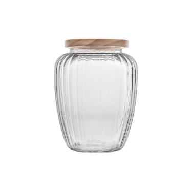 Porta mantimento em vidro com tampa de pinus Wolff 2,4 litros incolor